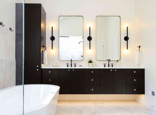 Sleek and Modern Black Vanity with White Countertop