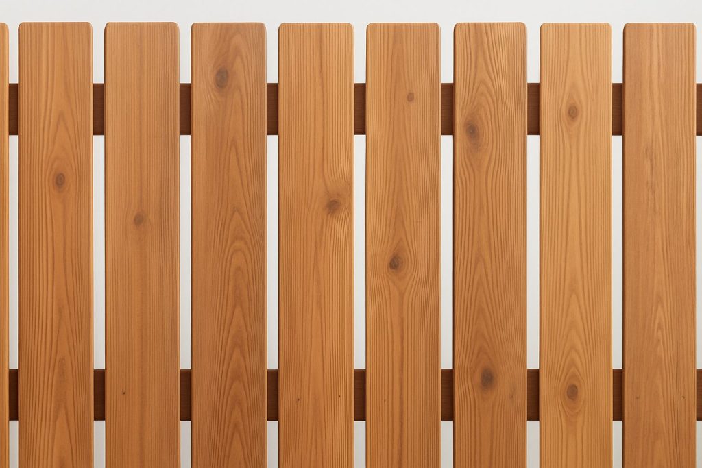 Close-up of wooden fence panels showcasing craftsmanship.