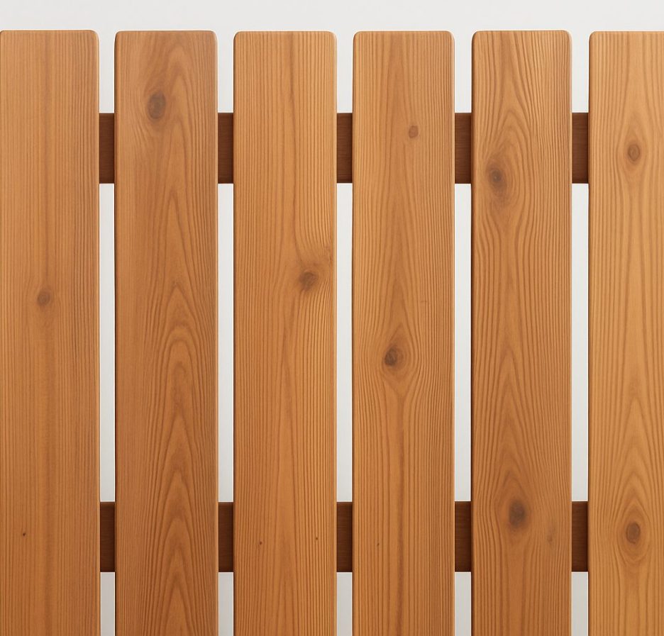 Close-up of wooden fence panels showcasing craftsmanship.